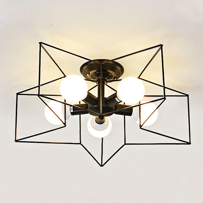 Metal Star 5 Lights Flush Mount Modern LED Ceiling Lamps For Bedroom Living Room Black White Ceiling Lights Home Lighting Lustre De Sala (11)