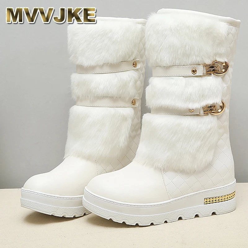 MVVJKE/Акция Большие размеры 34 43 Женские зимние ботинки Модная теплая меховая обувь