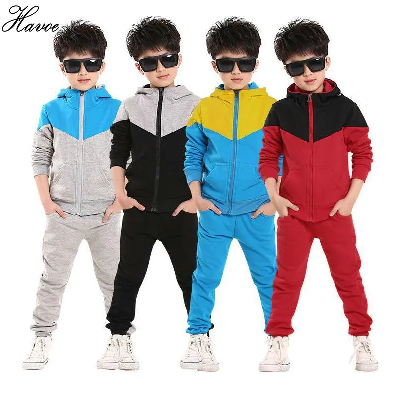 2017 Retail Children Shampooers Jogging Tracksuit Sport Set Hooded Coat Pants Kids Boys Baby Spring Autumn