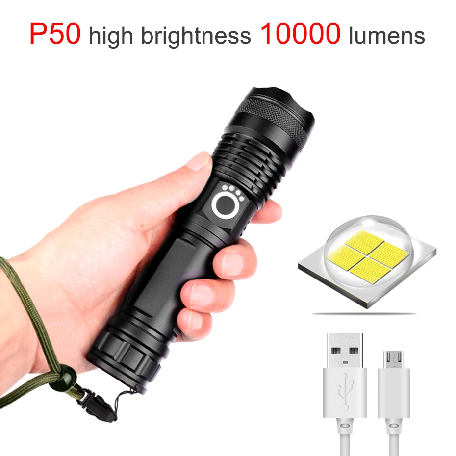 USB светодиодный фонарик 18650 XHP50 мини фонарь Lanterna тактический масштабируемый