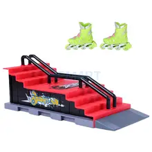1 пара пальцев роликовые коньки с мини скейтборд и рампы аксессуары набор F