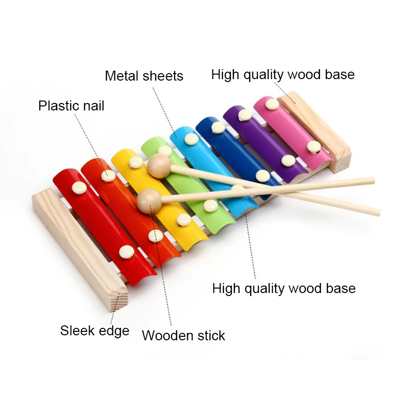 

Wooden Xylophone Musical Instrument 8 Tones Toys Multicolor For Children Kids Baby SMN88