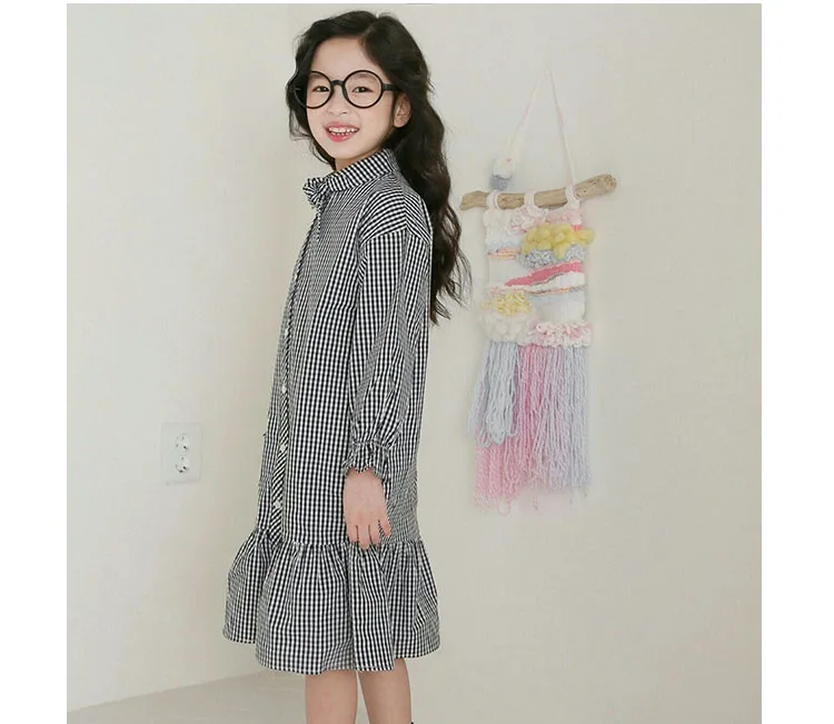 little girls pink dress black long plaid shirts 2018 fall girl dresses kids mermaid school teenage children clothing autumn 2018 (11)