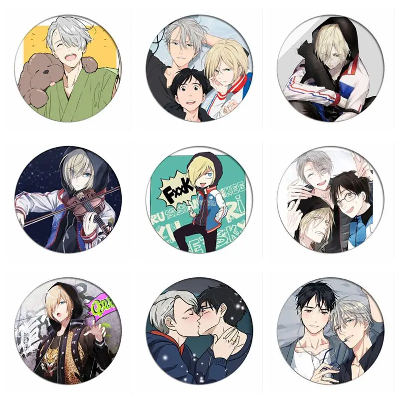 

Anime Yuri on Ice Victor Cosplay Badge Yuri Katsuki Plisetsky Cartoon Brooches Pins Collection bags Badges for Backpacks Clothes