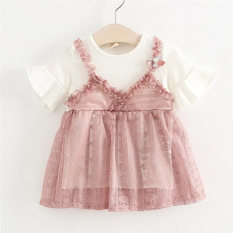 2019 New cute Toddler Kids Baby Girl Lace Flower Princess Tulle Dress Clothes Outfits baby show gifts (1)