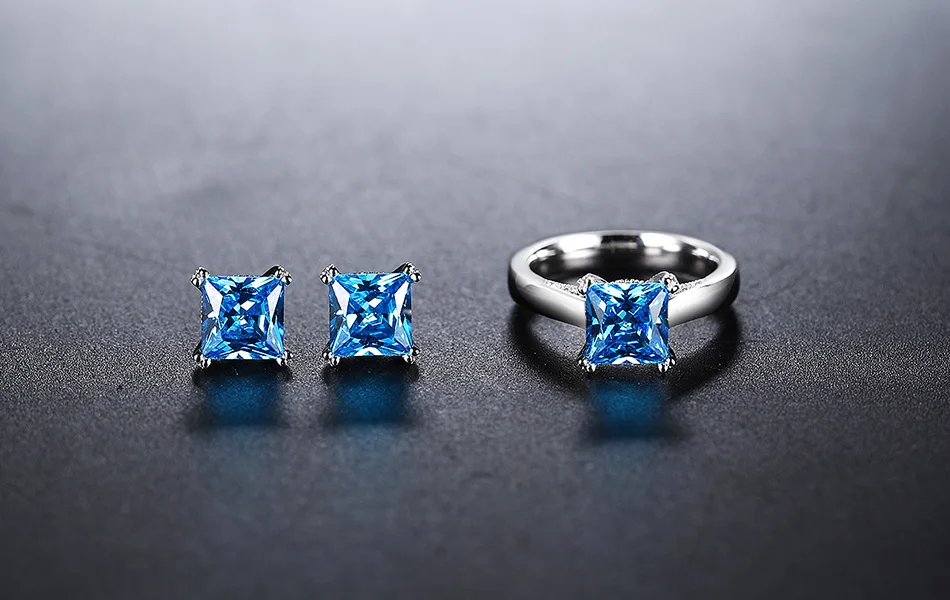 ORSA JEWELS милые серебряные серьги-гвоздики с карат синим кубическим цирконием для девушек Модные женские ювелирные изделия серьги OE155