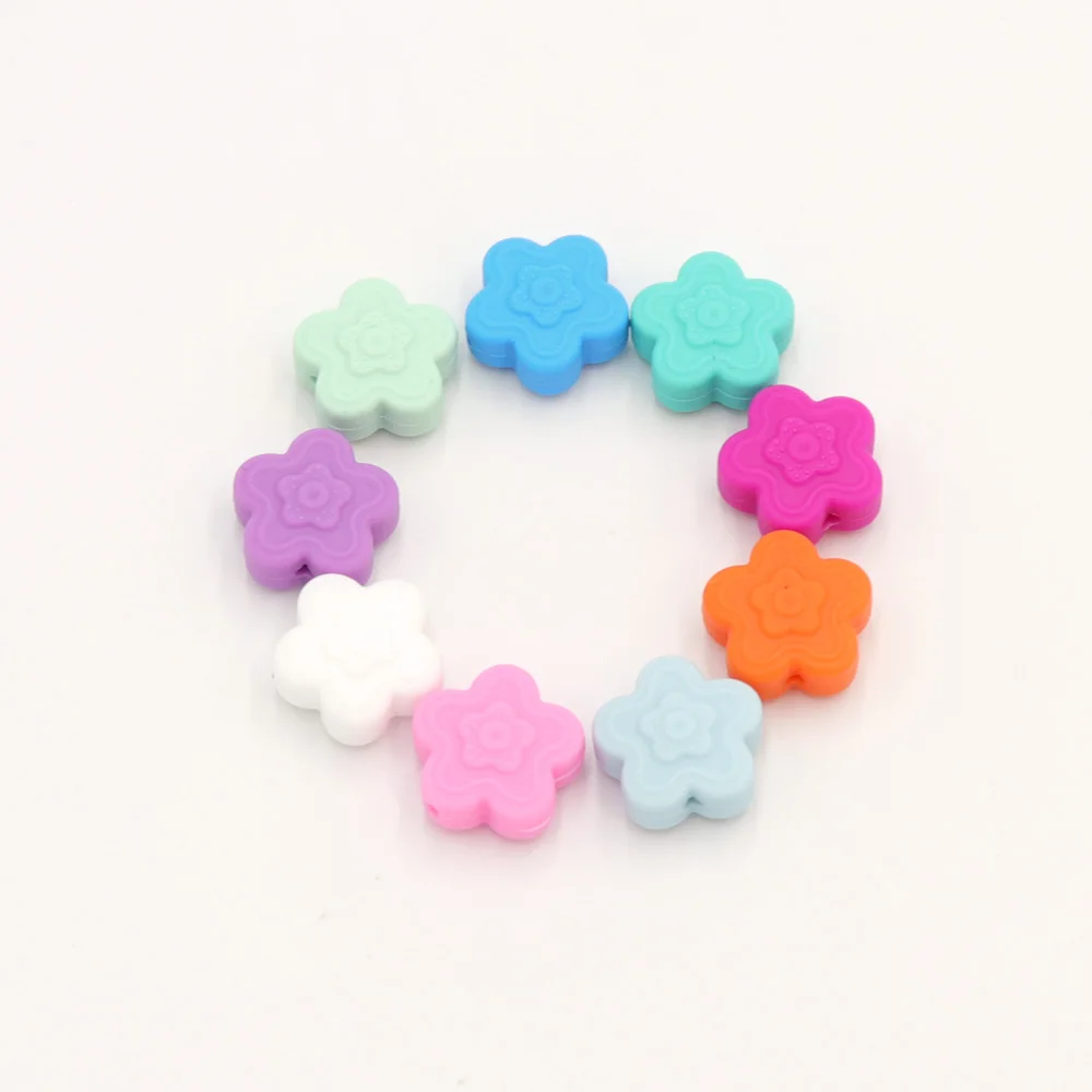

TYRY.HU 10Pcs Baby Teether Star Flower Silicone Baby Silicone Teeth Decoration Food Grade Teether Chewing Beads BPA Free