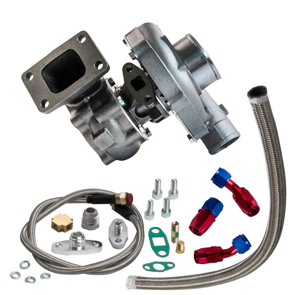 

T3/T4 T04E STAGEIII TURBO +OIL FEED+OIL RETURN FOR CIVIC CRX 88- D16 D16 Y7 D16Y FOR FORD DODGE TURBOCHARGER TURBO 1998-1999