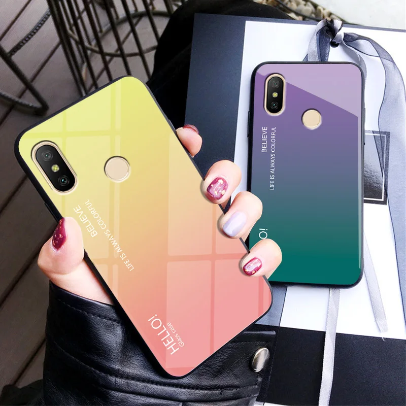 Чехол для Xiaomi redmi S2 Задняя крышка чехол Роскошный закаленное стекло цветной