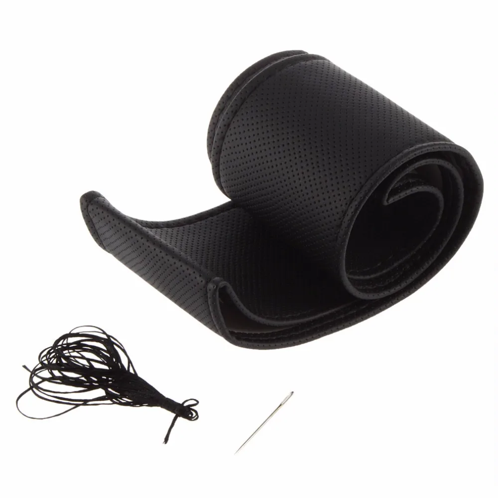 02 DIY Car Steering Wheel Cover With Needles And Thread High Artificial Leather Auto Steering Wheel Car Covers