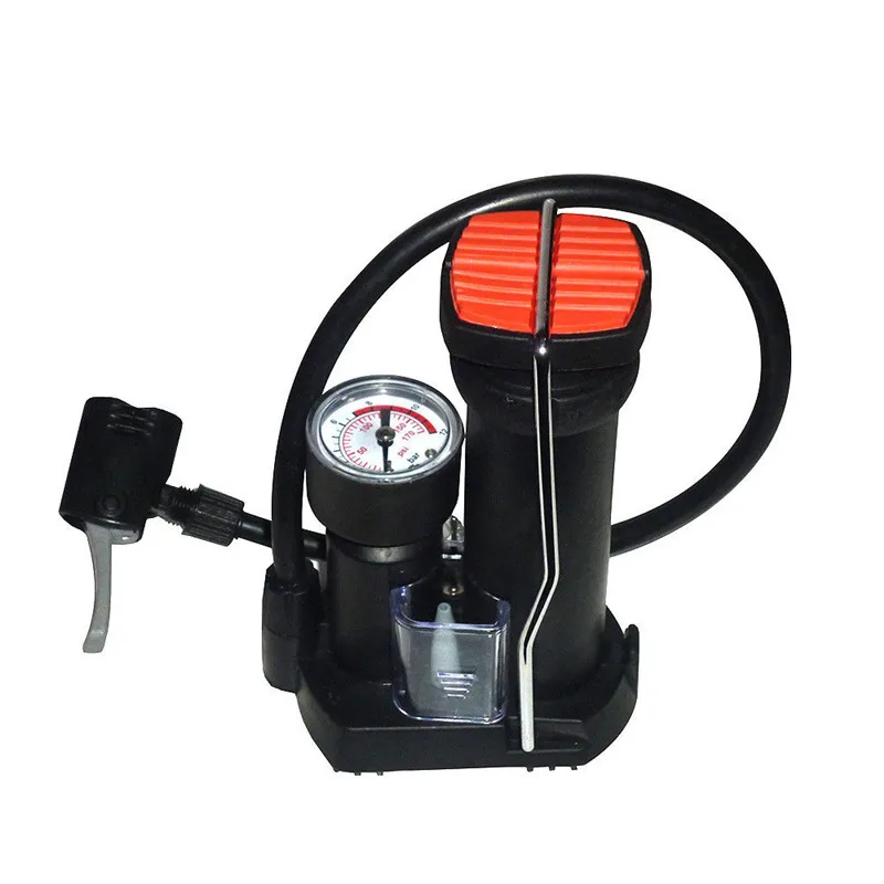 Bomba de pista para coche motos 170PSI Schrader bomba de baloncesto Inflador de mano de neumático de motocicleta con neumático de bicicleta de calibre Bomba de pista para coche motos 170PSI Schrader bomba de baloncesto Inflador de mano de neumático de motocicleta con neumático de bicicleta de calibre