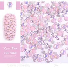 350 шт, SS4-SS20, смешанные размеры, розовые опаловые Кристаллы Стразы для ногтей, плоская задняя сторона, не исправление, стеклянные камни, 3D очаровательные стразы, украшения для ногтей