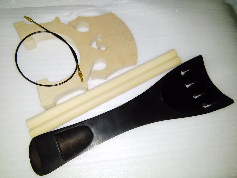 

1 PC Ebony Double Bass Tail piece 3/4-4/4 Plus 1 PC maple bass bridge+2 post+1 pc steel gut 470mm