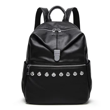 

Fashion rivets woman backpack Preppy style school bags for girls anti theft backpack for travelling female laptop bag leather