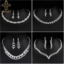 TREAZY New Designed Wedding Jewelry Sets for Women Rhinestone Crystal Necklace Earrings Bridal Jewelry Sets Wedding Accessories 2018 new arrival exaggerated big necklace and earrings jewelry sets austrian crystal for wedding or party ethnic free shipping