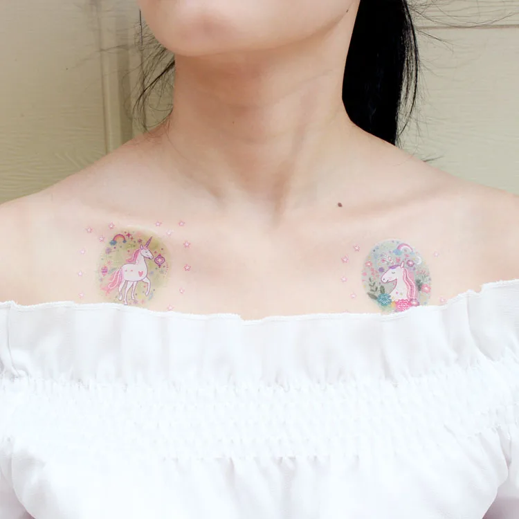 7,5x12 см Единорог 1 лист временная татуировка наклейка красочные фальшивые татуировки вспышка водонепроницаемый маленький боди-арт пара детский дизайн