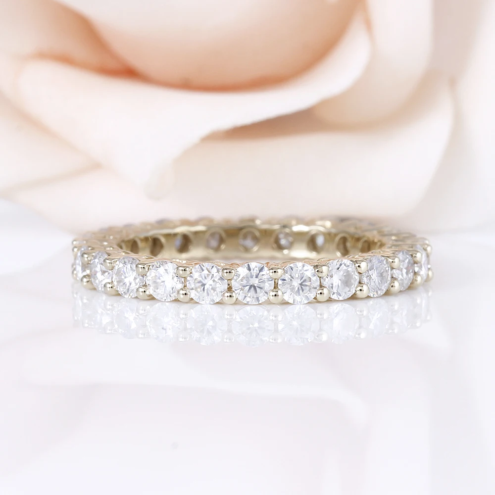 TransGems обручальное кольцо вечности из желтого золота 10 к для женщин 2,5 мм, Муассанит, Золотое кольцо на годовщину, свадебный подарок