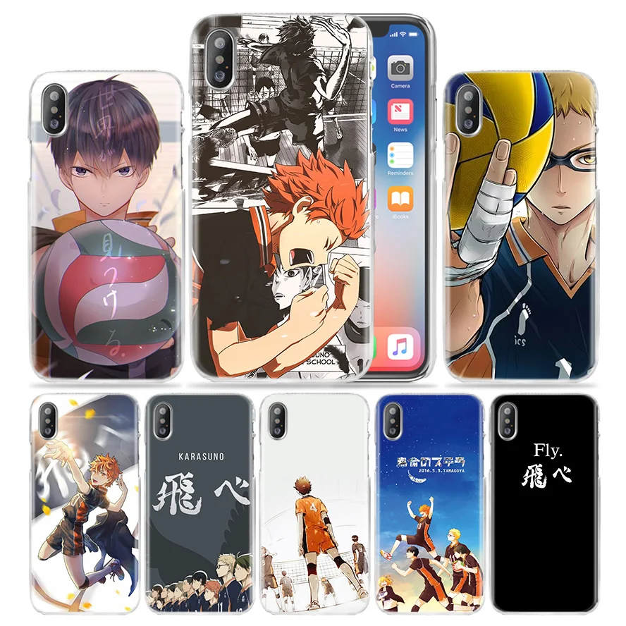 Haikyuu Хината чехол для iPhone XS Max XR X 10 7 S 8 6 6 S плюс 5S SE 5 4S 4 5C Прозрачный Жесткий ПК аниме чехол для телефона Coque