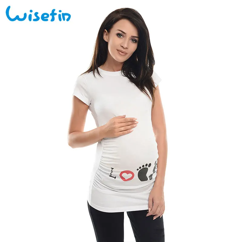 Wisefin Maternity Clothes Women Tops Short Sleeve Pregnant T Shirts Maternity Tee Summer T shirts Funny Pregnancy Clothing Tops