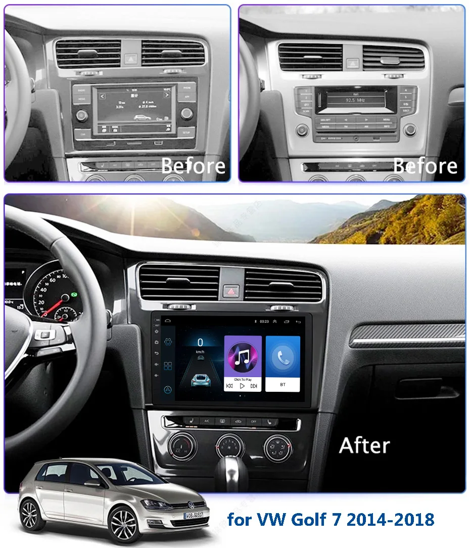 Clearance 10.1 inch 2.5D IPS Tempered HD multi-touch screen Android 8.1 NAVI for golf 7 2014-2018 with Bluetooth USB WIFI support SWC 1