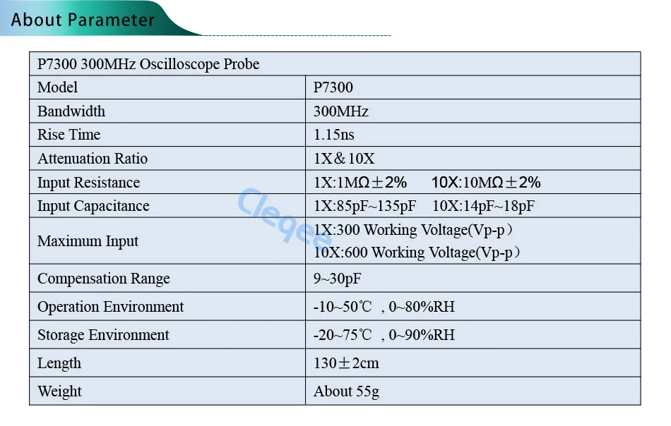 Cleqee P7300 1 шт. осциллограф зонд 300 МГц BNC защитный колпачок прицел зонд X1/X10 DC-300MHz