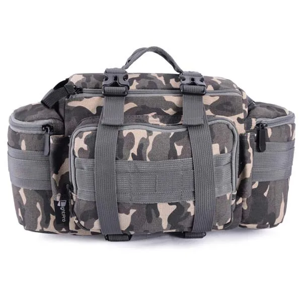 Camo Многофункциональный DSLR холщовый Тактический поясной рюкзак сумка для камеры Мягкий пакет Molle один наплечный Чехол w/дождевик - Цвет: Camo