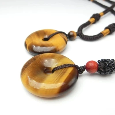 

Lovers' natural JADESt pendant, carved tiger eye doughnut Pendant Necklace, gift jewelry for men and women