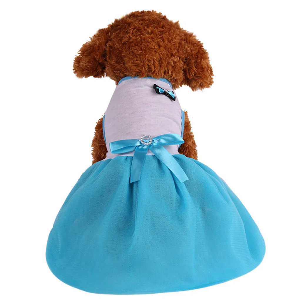 Платье для маленькой собаки; Милая женская собачка; Однотонная юбка принцессы с бантом; летняя одежда для собак; цвет синий, черный, желтый, ярко-розовый; 90404
