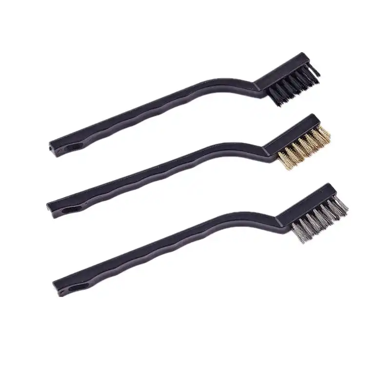 3pcs Mini Stainless Steel Brass Nylon Wire Brush Set Cleaning Polish Tool XS
