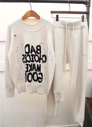 2019 Распродажа для женщин свитеры для и Пуловеры Весна новый вязаный костюм круглый средства ухода за кожей Шеи Алфавит стекаются свитер