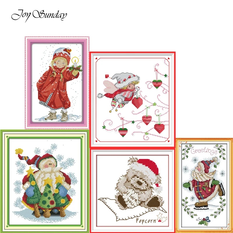Набор для вышивки крестом Joy Sunday Christmas DMC 11CT 14CT водорастворимый холст с принтом