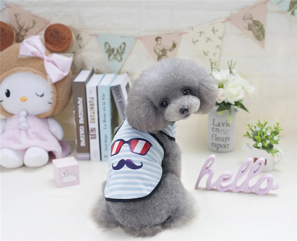 Summer Dog Clothes Clothing for Dogs Chihuahua S M L XL XXL Pet Clothes Vest T Shirt for Small Dog Costume Eye Beard Pattern (11)
