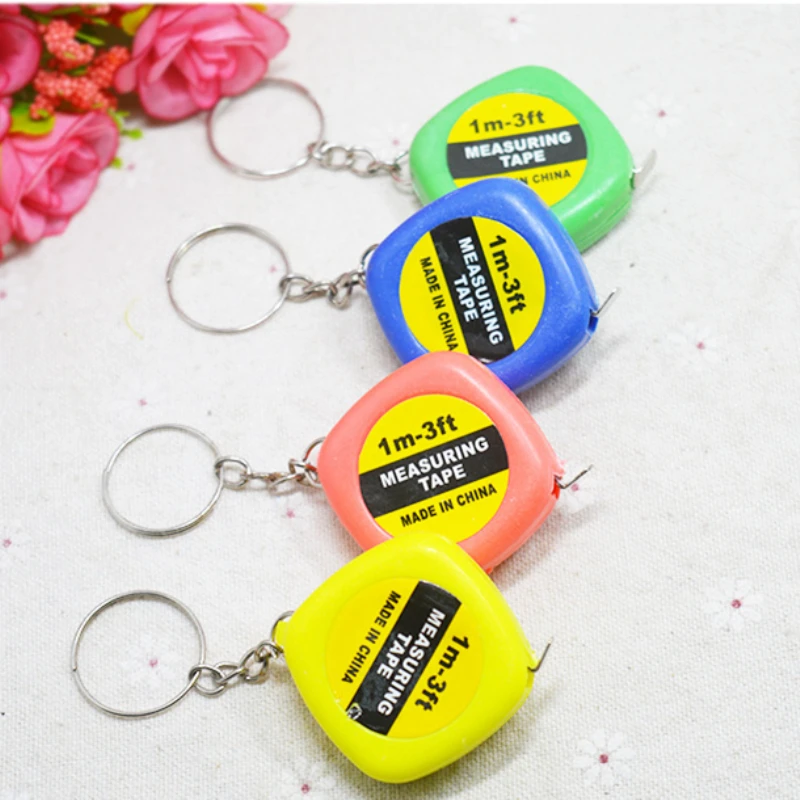 

1pc 1m/3ft Easy Retractable Ruler Tape Measure Mini Portable Pull Ruler Keychain New Brand Random Color School Office Supplies
