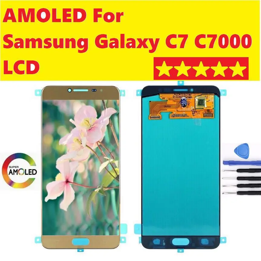 Супер AMOLED для Samsung Galaxy C7 C700 C7000 ЖК дисплей + сенсорный экран дигитайзер сборка