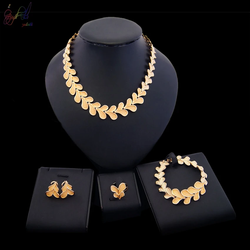 

Free Shipping Yulaili New Coming Gold-color Zinc Alloy Fashion Heart Design Ladies Costume Jewelry Sets