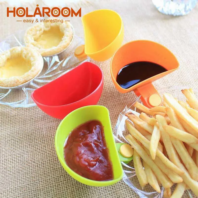 

Holaroom 4Pcs/Lot Salad Saucer Holder Bowl Ketchup Jam Saucer Food Storage Container Seasoning Tank Tomato sauce Can