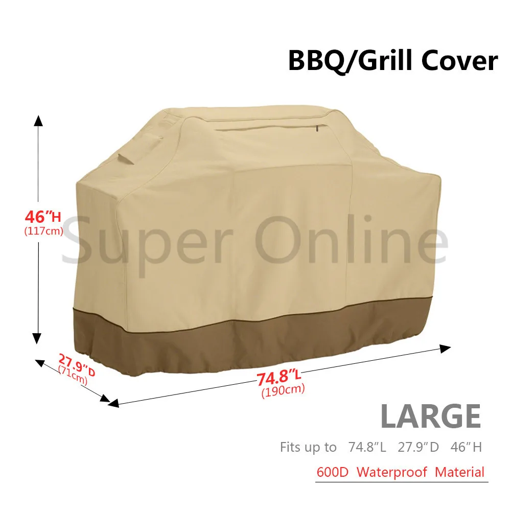 

Outdoor Camping Beige Brown BBQ Cover Gas Barbecue Covers Waterproof Grill Protection With Carry Bag Kit