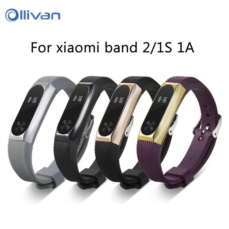 

Ollivan Strap for Mi band 2 Bracelet Metal Frame Silicone Rubber Replacement Band For Xiaomi Mi band 2,for Xiaomi mi band 1S