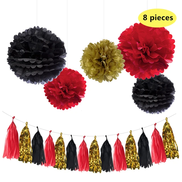 nicro mixed gold black red party tissue pom poms paper tassel garland diy golden anniversary halloween eve decorations - Halloween Pom Poms nicro mixed gold black red party tissue pom poms paper tassel garland diy golden anniversary halloween eve decorations - Halloween Pom Poms