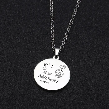 

"Let's Go On An Adventure"Necklace Mirror Style Gift For Adventure Lover Round Pendant Jewelry Friend Friendship Souvenir Choker