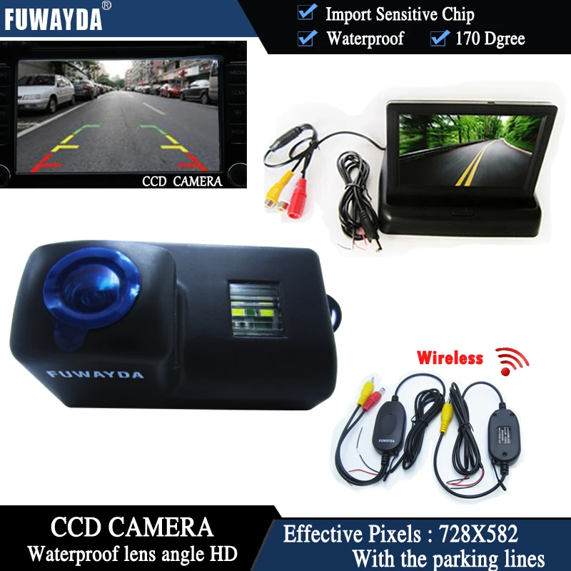 FUWAYDA Wireless CCD Chip Car RearView Camera for Peugeot 206207 306 307 308 406407 5008 Partner Tepee+4.3 Inch foldable Monitor |