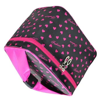 

Toiletry Cosmetic Storage Large Travel Makeup Bag with Sweet Bow Handle,Black
