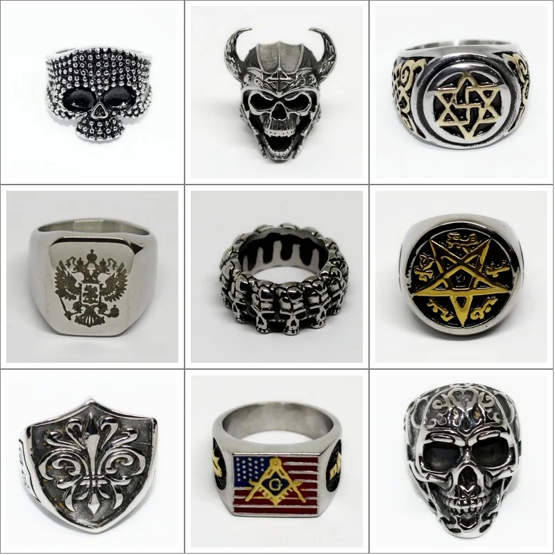 

LISTE&LUKE Support Drop Ship Flying Eagle Biker Ghost Skull Ring 100% 316L Stainless Steel Jewelry Men Boys Cool Ring