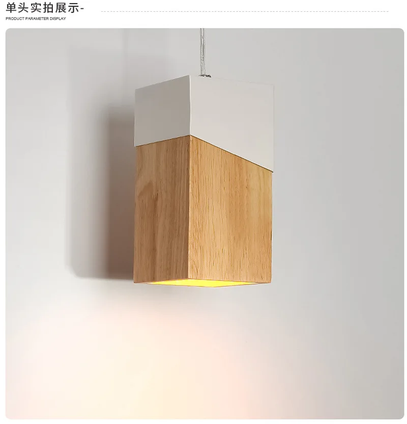 Скандинавский деревянный светодиодный подвесной светильник, железный светильник для столовой, кафе, приемная Современная Подвесная лампа E27, внутреннее освещение