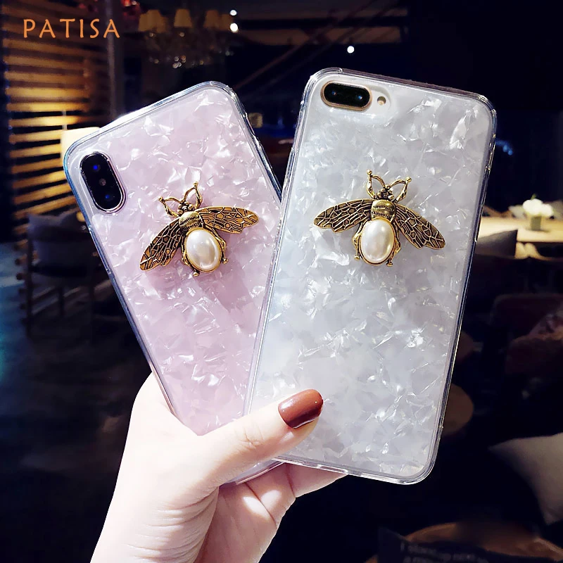 

New Luxury Metal Bee Shell pattern Phone Case For iPhone XS Max case beautiful Soft silicone Cover For iPhone 6 6s 7 8 Plus X XR