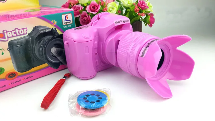 Горячая Детские игрушки камеры детский творческий игрушки проекция камеры музыка имитировать зеркальные фотокамеры игрушки детям подарки на день рождения ty45 - Цвет: Pink