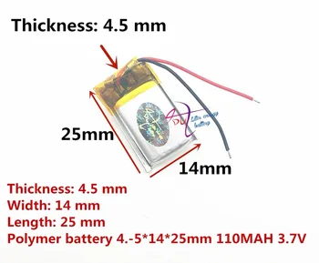 

best battery brand Size 451425 3.7V 110mah Lithium polymer Battery with Protection Board For Bluetooth MP3 MP4 MP5 GPS Digital F