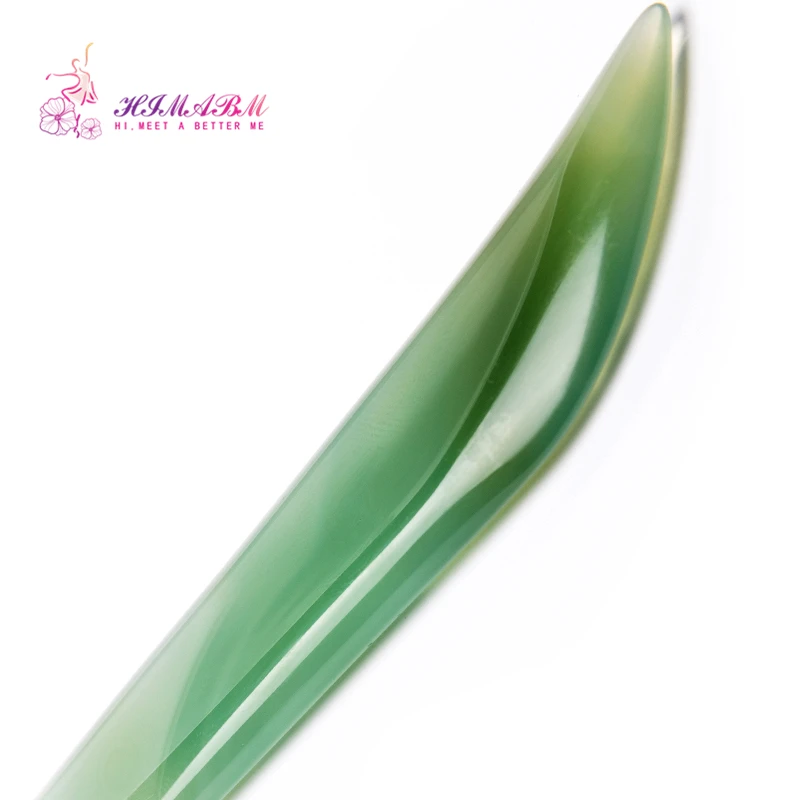 HIMABM 1 pcs 100% Natural green agate scraping plate With acupuncture Facial massage Gua sha board Back scrapping HIMABM 1 pcs 100% Natural green agate scraping plate With acupuncture Facial massage Gua sha board Back scrapping