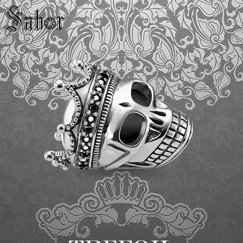 

thomas DIY Beads Skull King Fashion 925 Silver Jewelry Punk Gift Women Men Boy Girl Fit Bracelets Necklace New accessories