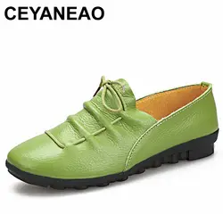 Ceyaneao Новинка весны Осенняя обувь женская обувь из натуральной кожи Туфли без каблуков Для женщин Слипоны женские лоферы женские мокасины